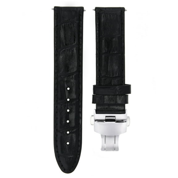 18MM PREMIUM LEATHER WATCH STRAP BAND BUTTERFLY CLASP FOR CITIZEN ECODRIVE BLACK