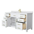 thumbnail image 2 of Wyndham Collection Beckett 60" Wood Single Bathroom Vanity in White/Brushed Gold, 2 of 3