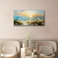 thumbnail image 2 of HFDF Large Canvas Wall Art Prints, Ocean Sunset Landscape Canvas Prints Paintings, Coastal Daisy Paintings Decor, Seaside Wildflowers Wall Decor for Bedroom Living Room Dining Room 10x8inch Framed, 2 of 7