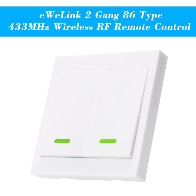 Yeacher eWeLink Push Button Wall Light Switch Remote Controller 2 Gang 86 Type ON/Off Switch Panel 433MHz Wireless RF Remote Control with Stickers Free Position Flexible For Home Living Room Bedroo