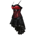thumbnail image 2 of Grebrafan Bustiers Corsets à Pois avec Jupe Steampunk Femmes 2TG Rouge, 2 of 4