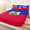 thumbnail image 4 of Manfei Haiti Flag Queen Sheets,Patriotic Theme Art Queen Sheet Sets,Blue Red Green,4 Pieces,1 Flat Sheet, 1 Fitted Sheet and 2 Pillowcases, 4 of 6