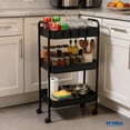 thumbnail image 2 of Carrito Organizador Metálico Multiusos 3 Niveles Con Ruedas Negro, 2 of 9