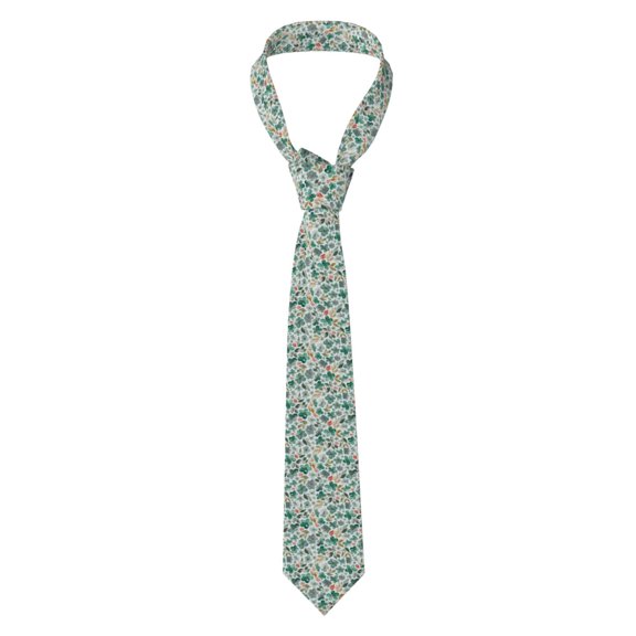 Fuzoiu Floral In Teal Print Men's Necktie,Business Necktie,Mens Ties for Business Wedding Graduation