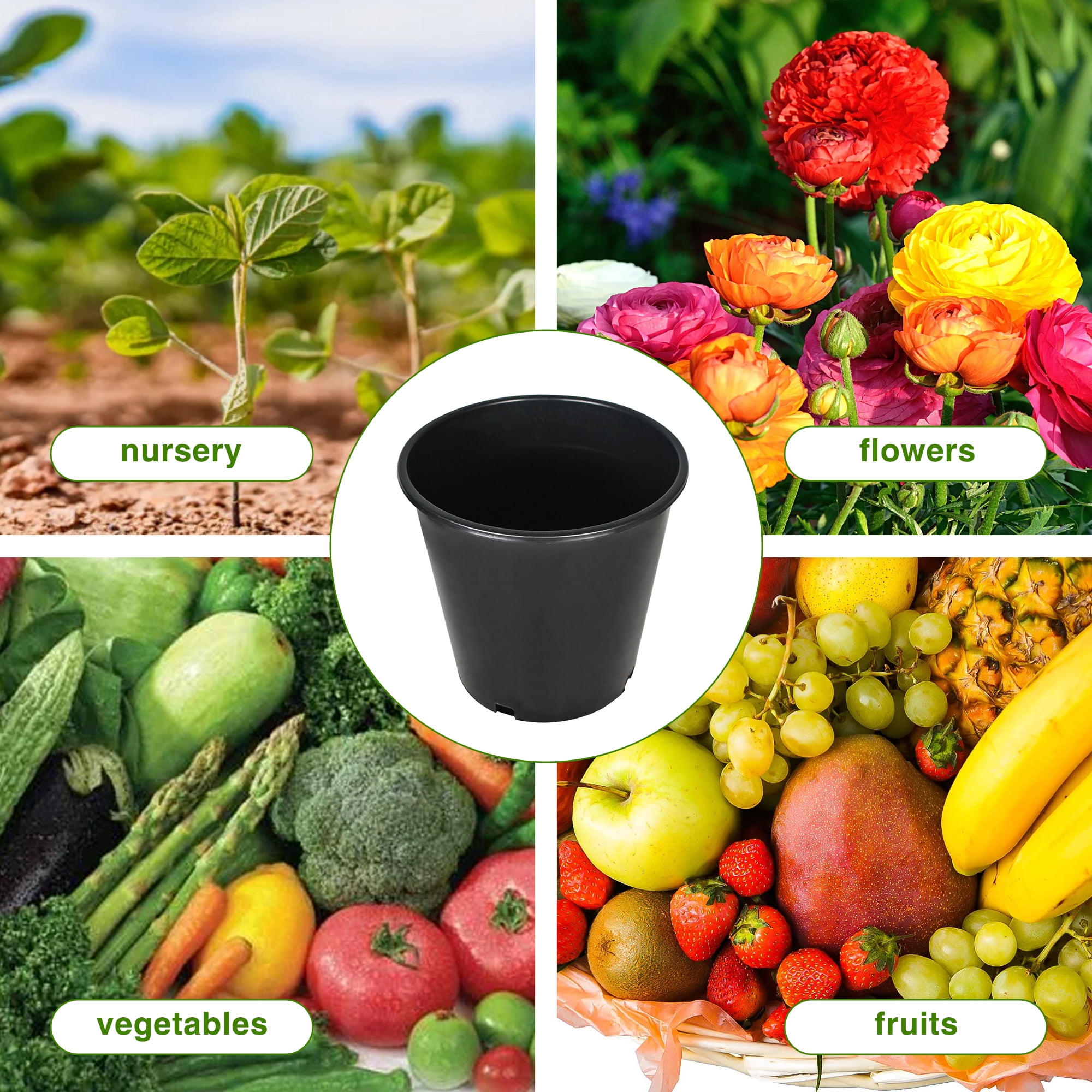 hostic 10Pcs 2gal Premium Black Nursery Pot Plant Container Garden Planter Pots Plastic