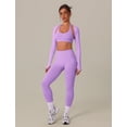 thumbnail image 4 of IDOPIP Workout Sets for Women 3 Piece Long Sleeve Shrug with Seamless Halter Sports Bra High Waist Leggings Gym Yoga Active Outfits XL Purple, 4 of 8