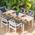 thumbnail image 2 of Sunflowers Rooster Table Cloths for 5 Foot Rectangle Tables, Farmhouse Vintage Beige Burlap Plaid Patio Waterproof Elastic Fitted Tablecloths, Washable Rectangular Table Cover for Camping, 2 of 8
