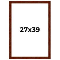 27x39 Walnut Brown Veneer Real Wood Picture Frame Width 1.75 inches | Interior Frame Depth 0.5