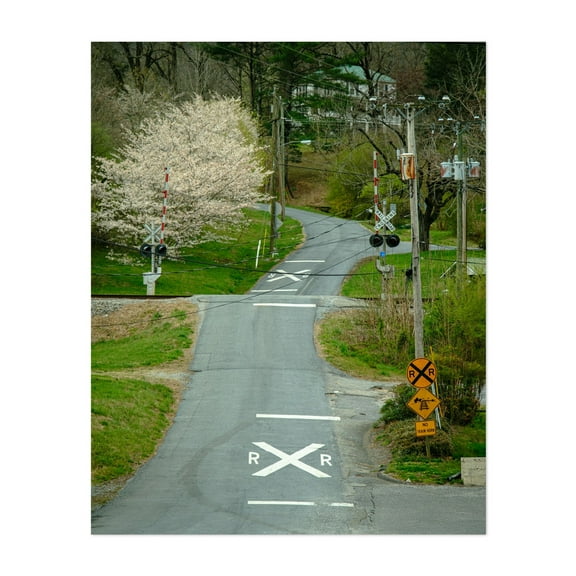 Railroad Crossing, Buchanan - Buchanan Virginia Photography Unframed Wall Art Print 8 x 10 inches