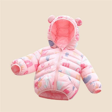 

Child Sweater Toddler Kids Baby Boys Girls Winter Warm Jacket Outerwear Cartoon Letter Bear Ears Hooded Padded Outwear Coat