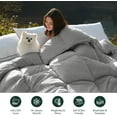 thumbnail image 2 of ELEMUSE King Size Goose Feather Down Comforter – Ultra-Soft 100% Cotton Cover, Moisture-Wicking, Natural Kapok Fill, 55oz Medium Warmth, All-Season Fluffy Duvet Insert (106x90, Grey), 2 of 9