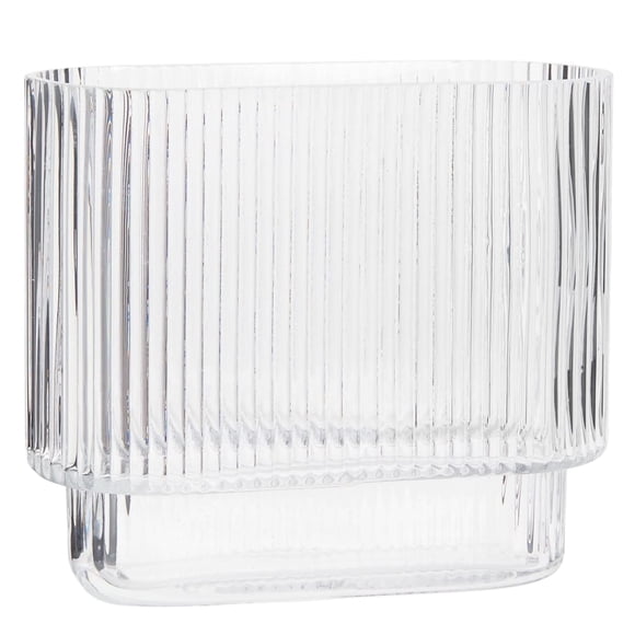 Jarrón yanwe1 de cristal estriado acanalado transparente para flores, 18 cm
