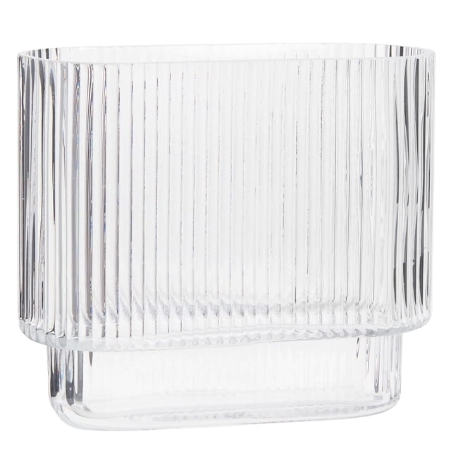 Jarrón yanwe1 de cristal estriado acanalado transparente para flores, 18 cm
