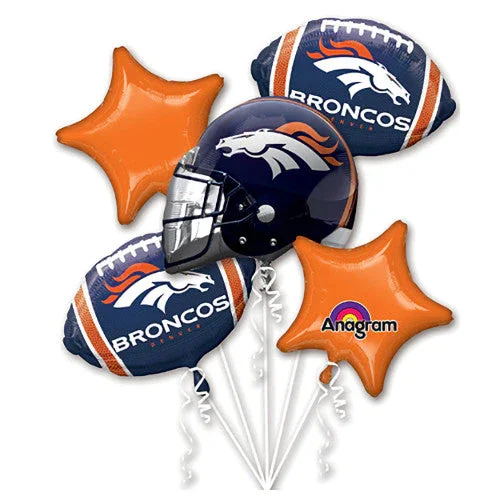 Broncos Football Team 5 Piece Foil Mylar Balloons