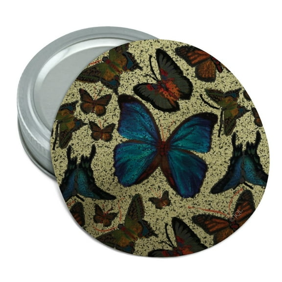 Butterflies Blue Exotic Pattern Round Rubber Non-Slip Jar Gripper Lid Opener