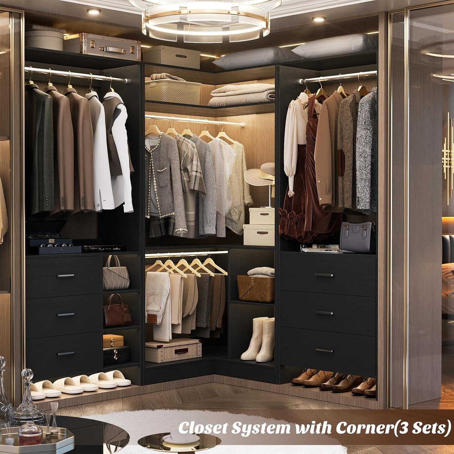 Homieasy Corner Closet System with Shelves, 34'' Closet Organizer