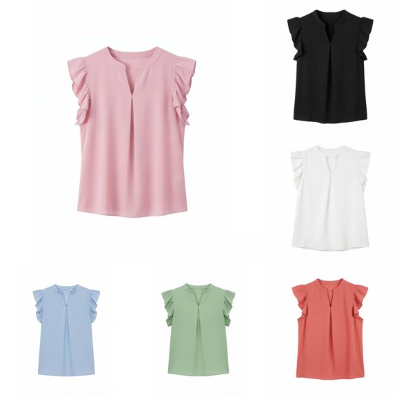 Shachafan Girls Summer Top With Collar And Ruffled Pure Color Casual Tee For Toddler And Kids Fashion Apparel T Shirt for Children Girl