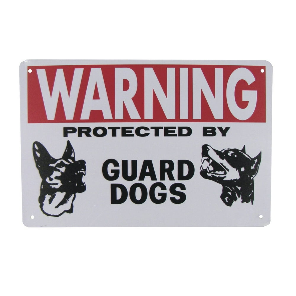 Metal Warning Protected By Guard Dog Home Security Wall Sign Beware