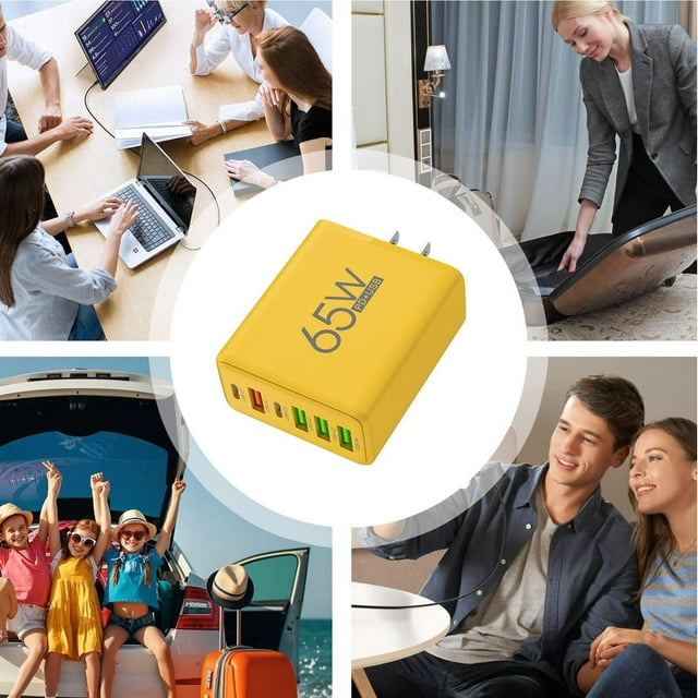 WIFKLSIIPG Universal Port Travel Charger 2x Type C PD + 4x USB Ports 3.1A Output for US Compact & Efficient