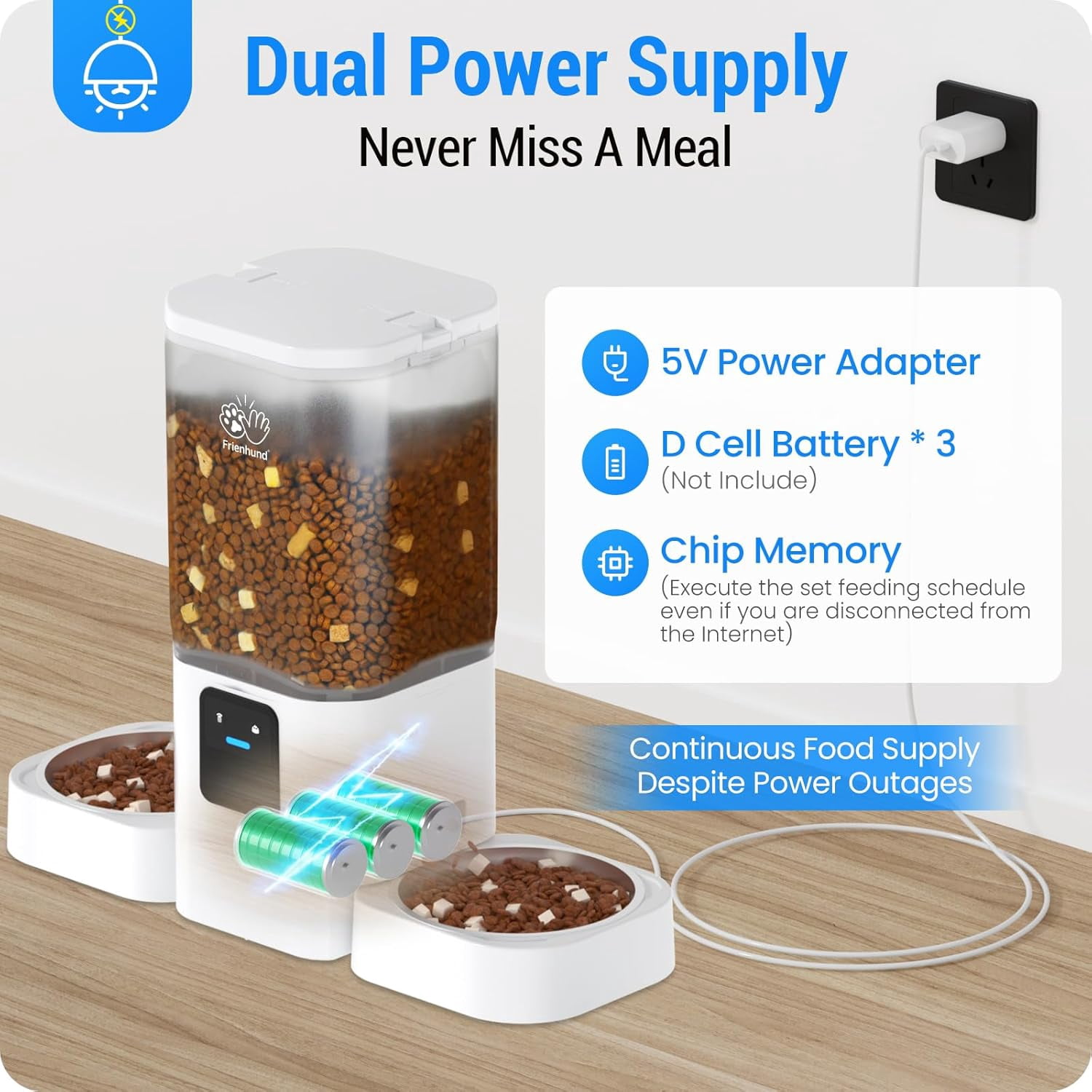 Automatic Cat Feeder for 2 Cats with Slow Feed, Dual WiFi Pet Food Dispenser App Control, 29 Cup Large Capacity Stainless Steel Bowls