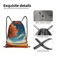 thumbnail image 5 of Drawstring Backpack - Whimsical Autumn Leaf Breeze Splash Proof Small Drawstring Gym Bag for Women Men, Cinch Sports String Bag Backpack for Travel Swimming Beach, 5 of 8