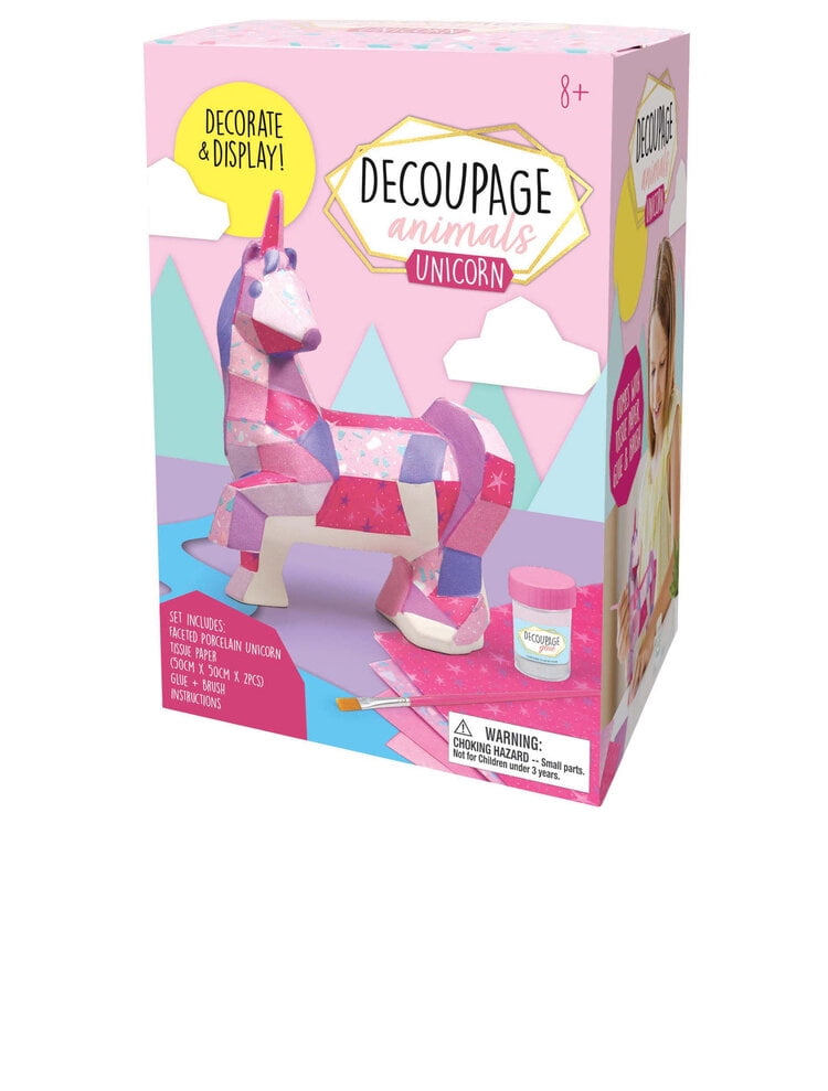 Bright Stripes Decoupage Animals Unicorn Ceramic Decorating Kit for