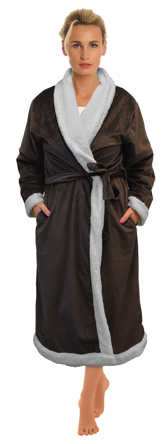 NAPA Napa Women's Super Soft Warm Sherpa Bathrobe Micro Fleece Kimono