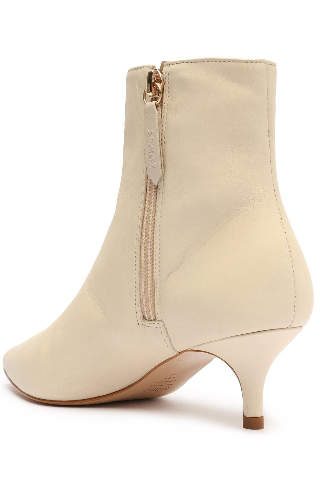 Schutz Mikki Off White Side Zipper Pointed Toe Stiletto Kitten