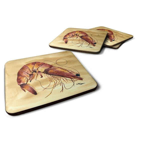 Carolines Treasures 8161FC Shrimp Foam Coaster Set of 4 3 1/2 x 3 1/2 multicolor
