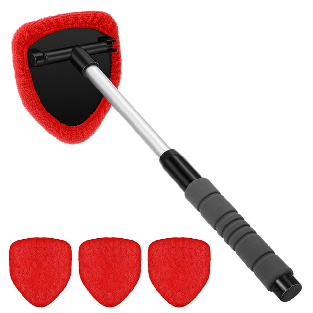 Valentine Gifts Cleaning Brush Decor Windshield Cleaning Tool Car Interior Detail Cleaning Kit With Expandable Handle And 4 Reusable Fiber Car Glass Rain Brush Kit Blue
