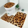thumbnail image 2 of Gold and Black Of Leopard Print Bathroom Rugs Sets 3 Piece,Toilet Cover Set,Absorbent Non Slip Bathroom Mats Sets with U-Shaped Contour Rug Toilet Rug Set, 2 of 5