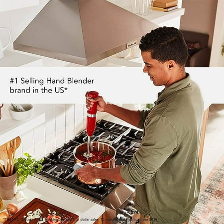 KitchenAid - Cordless Variable Speed Hand Blender with Chopper and Whisk attachment - KHBBV83 - Empire Red