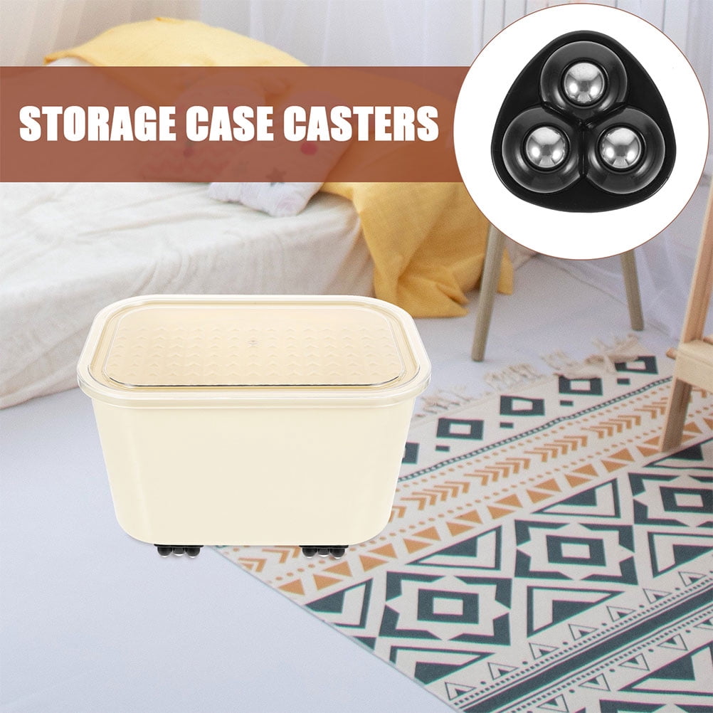 EXHUMKY Universal Adhesive Swivel Casters 14Pcs Black ABS Steel Heavy Duty Replacement Wheels for Home Furniture