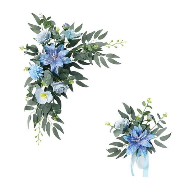 2 guirnaldas artificiales de flores para arco de boda, decoración moderna para bodas. Azul