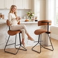 thumbnail image 4 of Gymax Modern Counter Height Stools Set of 2 w/Curved Padded Back & Seat Metal Legs, 4 of 7