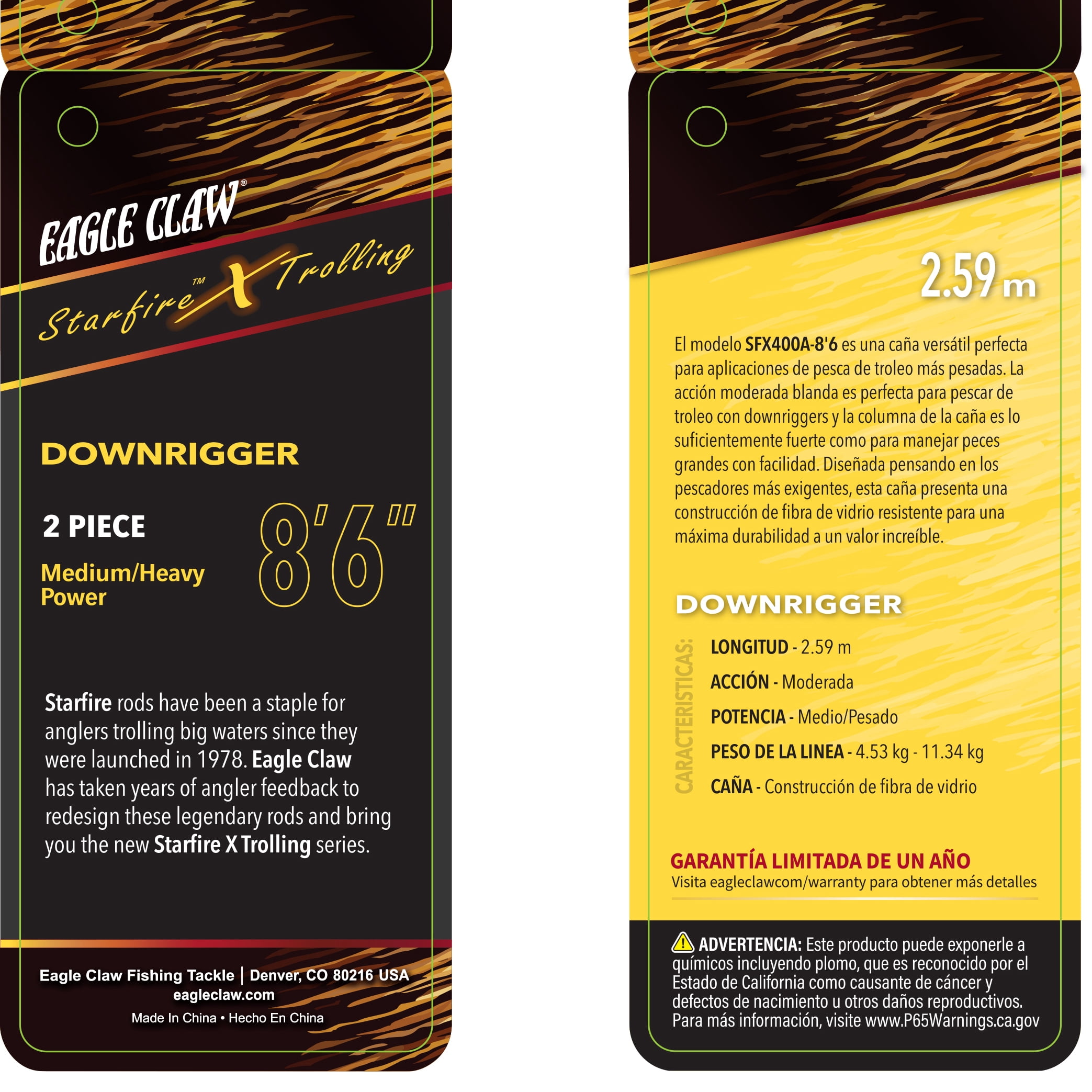 Eagle Claw Starfire X Medium Heavy Downrigger Rod 8'6"