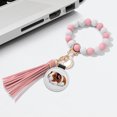 thumbnail image 3 of WIRESTER Set of 2pcs American Guinea Pig & Rex Guinea Pig Rose Quartz/White Silicone Beaded Bracelet Keychain With Tassel & Round Glitter Silver Key Ring Car Key Chain Wristlet For Women Girls, 3 of 5
