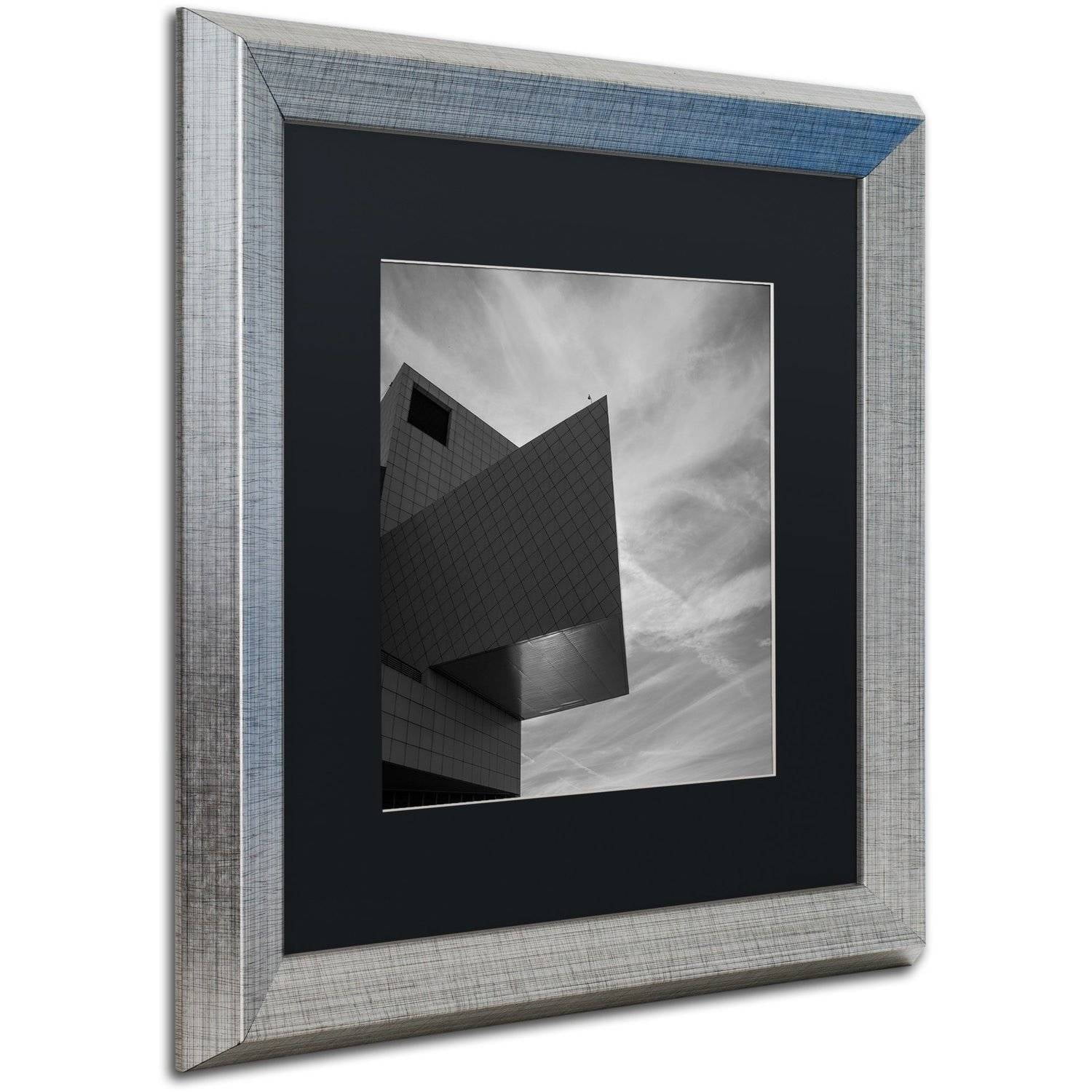 Trademark Fine Art "Rock and Roll Hall of Fame Abstract" Canvas Art by Kurt Shaffer, Black Matte, Silver Frame