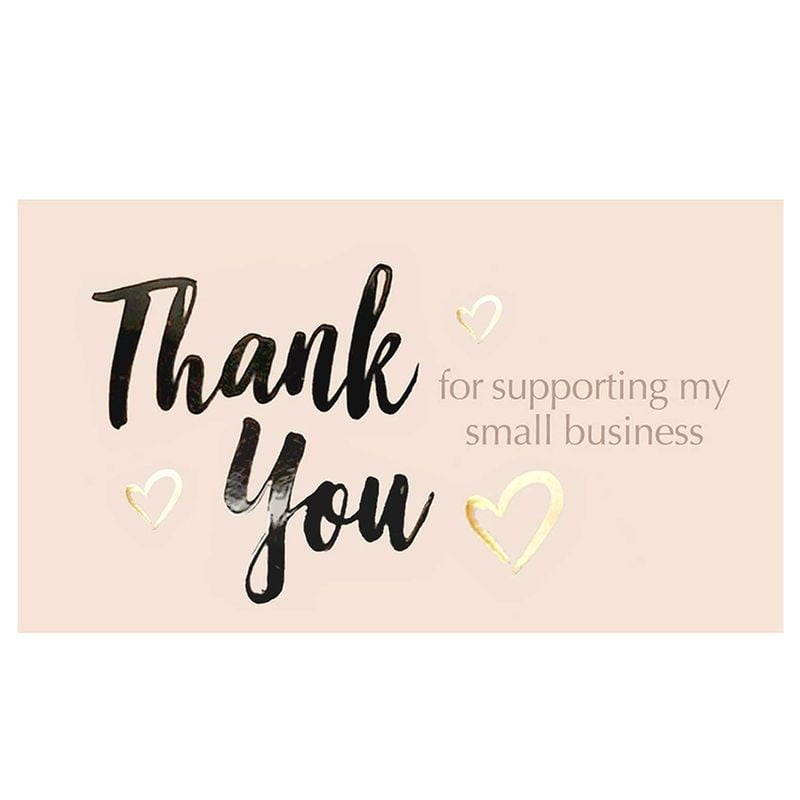 500 PCS 1.5 inch Thank You Stickers Label Roll and 100 PCS Thank You for Supporting My Small Business Greeting Cards Holographic Silver 600 PCS Thank You Cards and Stickers Set