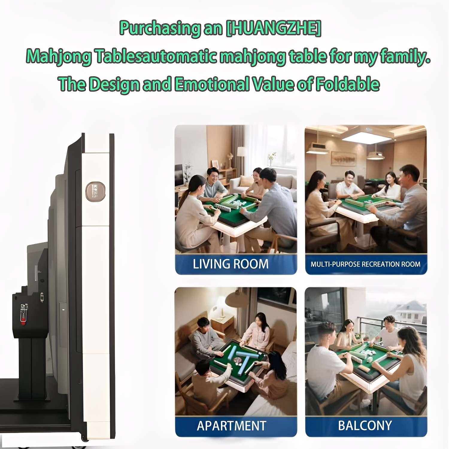 Automatic mahjong table Suitable for Chinese,Folding Electric Mahjong Table ，Two sets of 42mm mahjong tiles set， quiet shuffling, USB Charging（Easy to install）