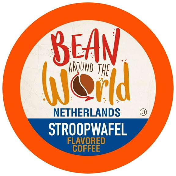 Bean Around the World Stroopwafel Flavored Coffee Pods 100% Arabica Coffee Beans, 40-Pack