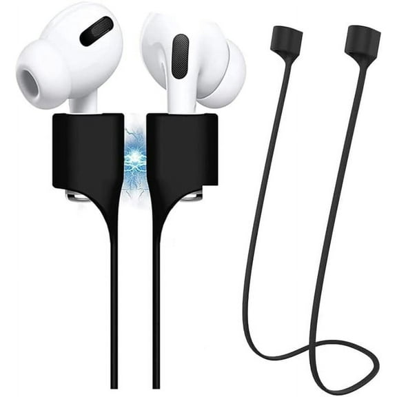 Anti-Lost Silicone Lanyard,Wire Cable Connector for Wireless Earphones,Soft Sports Running Neck Rope Cord Bluetooth Earphone Accessories for AirPods Pro/3/ 2/1(Black)