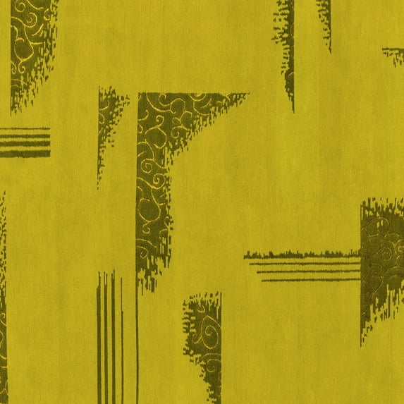 Ahgly Company Indoor Square Abstract Yellow Modern Area Rugs, 4' Square