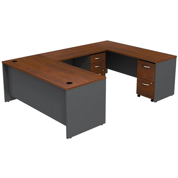 Series C 72" U-Shaped Desk with Pedestal in Hansen Cherry - Engineered Wood