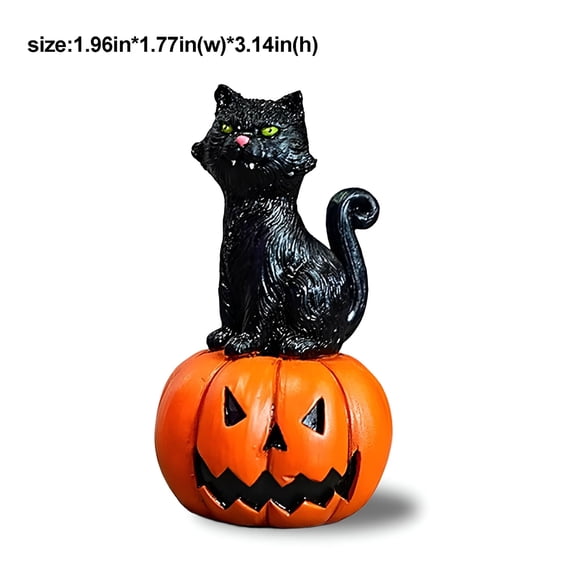XIBUFE 2026 New Halloween Cat Figurines Miniature Figurines Halloween Decorations Indoor for Black for Halloween Parties, Home Decor, Spooky Setups, Mantelpiece Decorations, Festive Displays