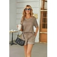 thumbnail image 3 of Ekouaer Women's Waffle Knit Two Piece Lounge Set, Soft Matching Outfits for Daily Wear, Casual Shorts Set with Pocket, 3 of 6