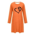thumbnail image 4 of Long Sleeve Dress for Women Heart Printed Soft Cotton Pajamas T-shirt Mini Dresses Nightgown Fall Casual Dress (XL, Orange), 4 of 6