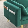 thumbnail image 5 of 72.5" Convertible Sofa Bed, Accent Daybed with Adjustable Backrest, Side Pockets, 2 Throw Pillows, Gold Metal Legs,  Adjustable Upholstered Sofa Couch for Living Room, Apartment, Green, 5 of 8