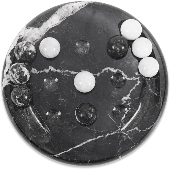 Elborse Marble Tic Tac Toe Zebra Black Board Game 6" inches Black & White Cute Classic Decorative Board Game for Adult & Family, Ideal Travel, Home Decor & Coffee Table Decor