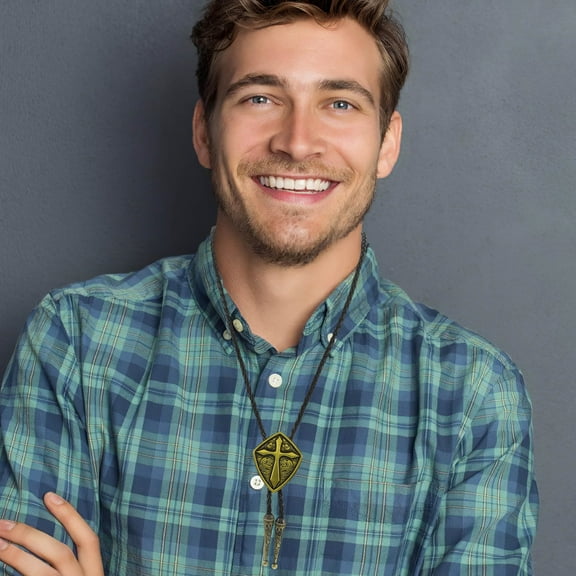 GOOHOCHY Vintage Cross Bolo Tie Western Style Necktie with Cross Pendant Cowboy Bolo Tie Necklaces for Weddings Proms Party Favors